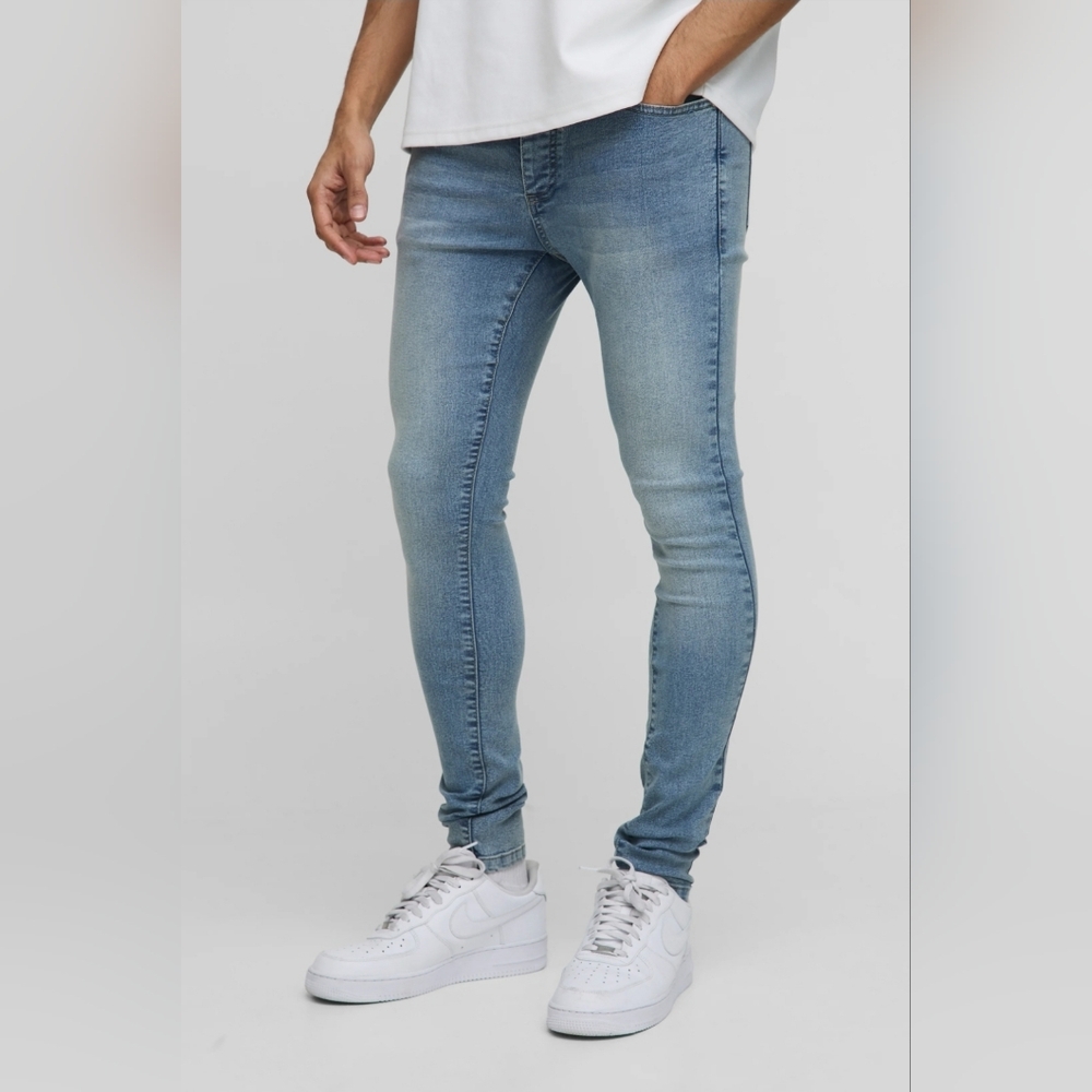 Boohooman Super Skinny Stretch Extreme Washed Skinny Jeans